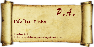 Páhi Andor névjegykártya